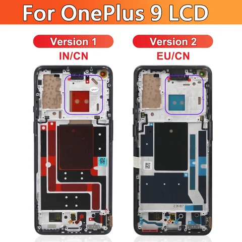 Super AMOLED для OnePlus 9 1 + 9 ЖК-дисплей с цифровым преобразователем сенсорного экрана в сборе для Oneplus 9 Pro Дисплей 1 + 9 pro Экран с рамкой