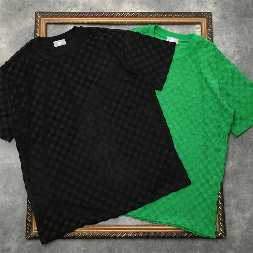 

Мужская/Женская клетчатая черная/зеленая футболка B498, лето 2022