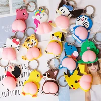 kawaii pokemon pikachu keychain sanrioed anime decompress fidget toys cute hello kt doraemon soft rubber pvc cartoon car keyring