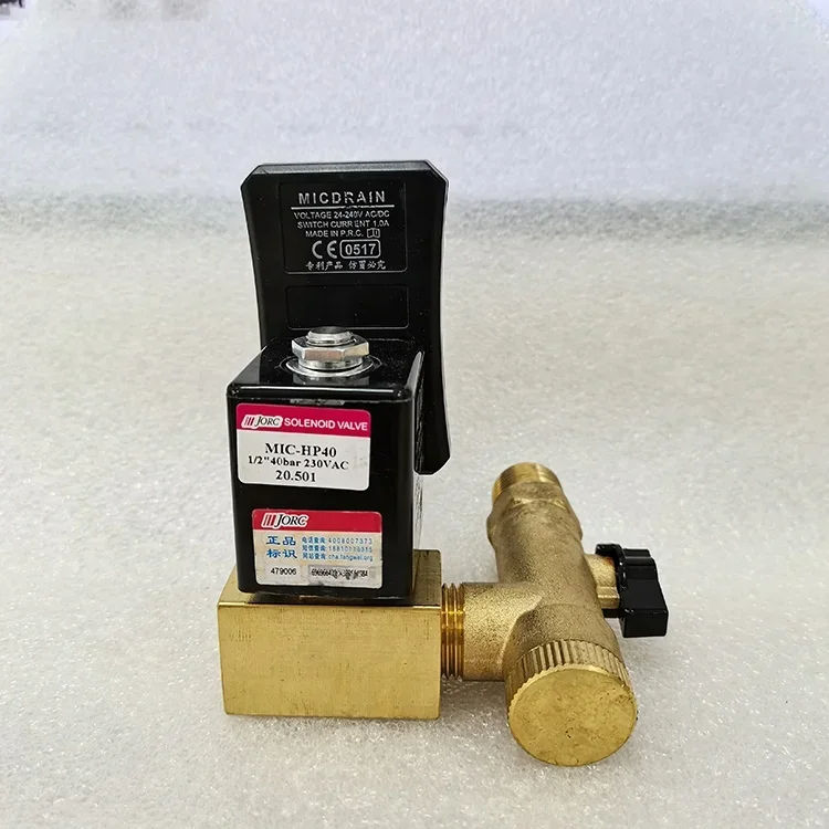 Фото Автоматический дренажный клапан JORC MIC-HP40 40bar 230V с таймером, электромагнитный клапан для системы сжатого воздуха. №2