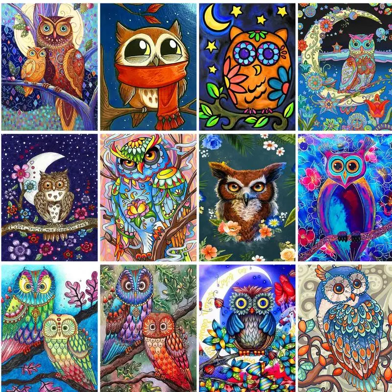 

GATYZTORY Paint By Number Owl Hand Painted Painting Art Gift DIY Pictures By Numbers Animals Kits Drawing On Canvas Home Decor