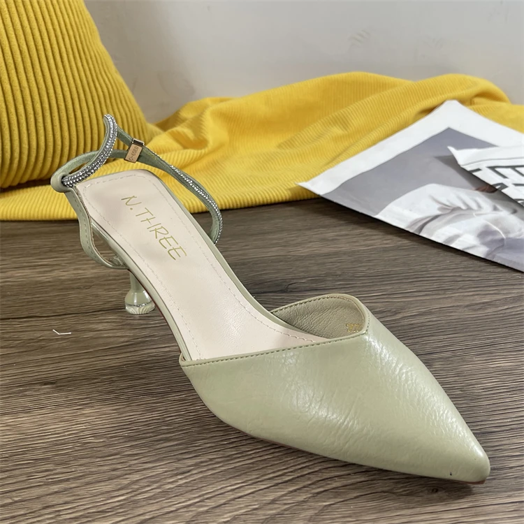 Туфли из натуральной кожи с неглубоким носком женские сандалии закрытым летние