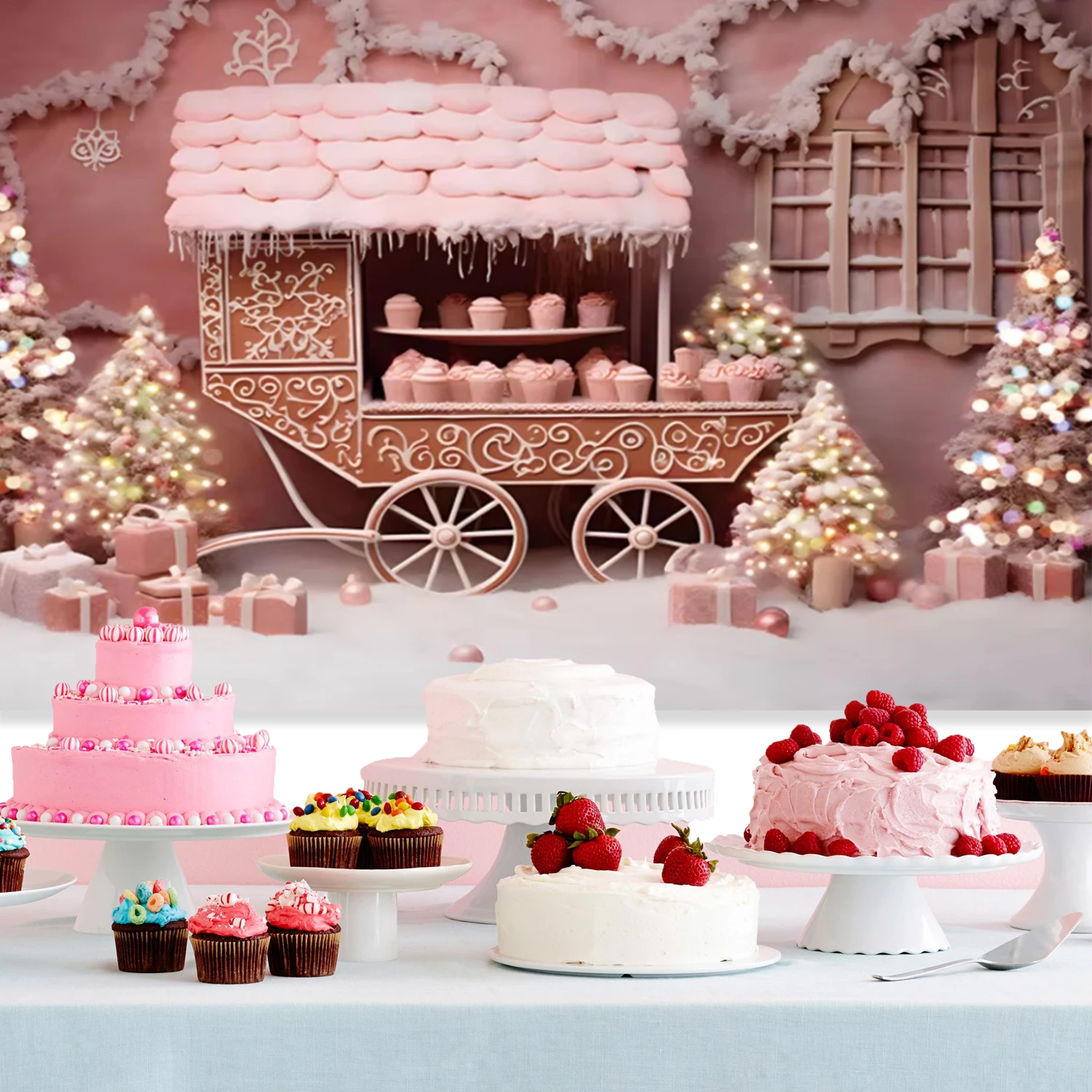 Зимний Снежный фон для фотосъемки с изображением автобуса туристический лес