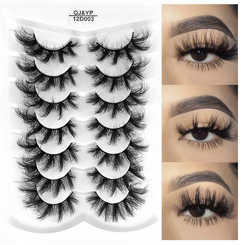 

5/7 Pairs Super Messy Fluffy 3D Mink Lashes Pack,Volume Long 3D Faux Cils in Bulk,Mixed Dramatic Natrual Mink Lashes Packaging