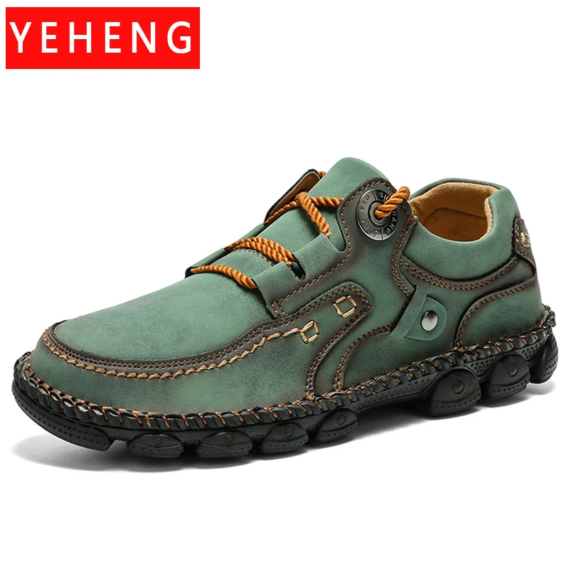 

New Spring Autumn Men's Casual Shoes Comfortable Handmade Leather Shoes Moccasin Shoes Outdoor Sneakers Walking Driving Shoes