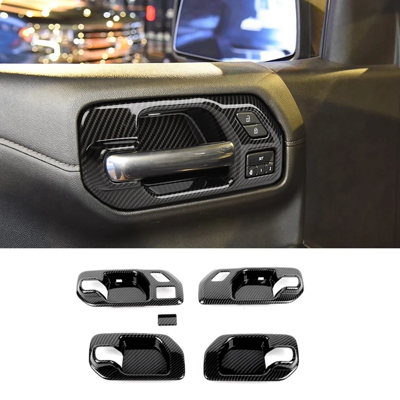 

5 шт., накладки на дверную ручку автомобиля, аксессуары из АБС-пластика для Chevy Silverado 1500 GMC Sierra 1500 2019-2022