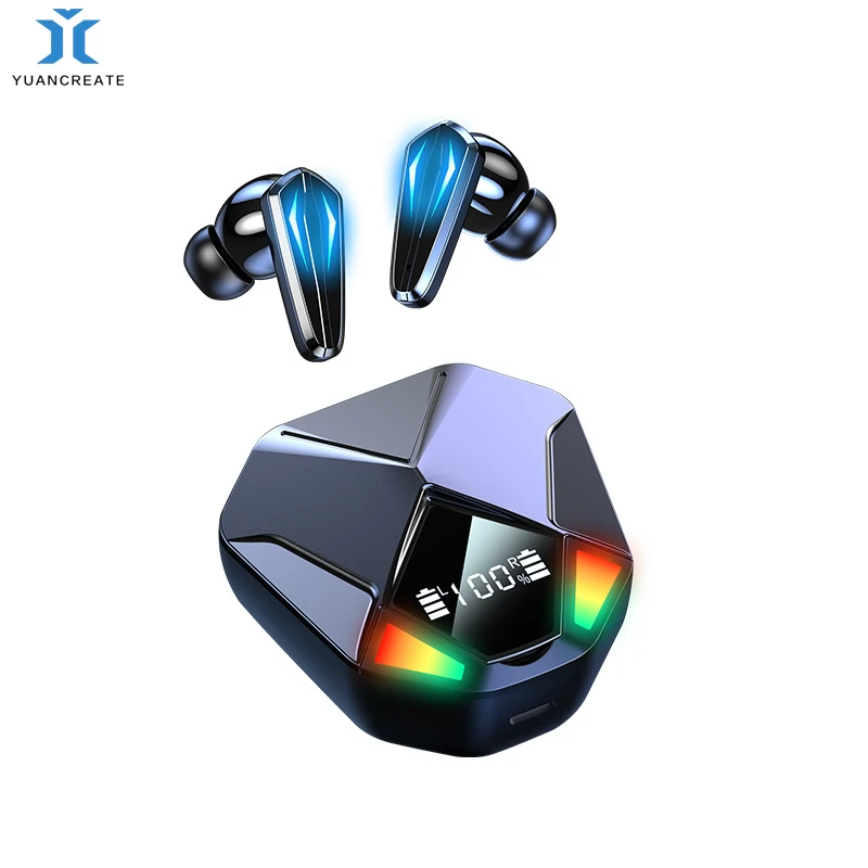 

YUANCREATE Gaming Wireless Bluetooth Earphones Earplugs In-ear LED Digital Headphones Intelligent Noise Reduction Without Delay