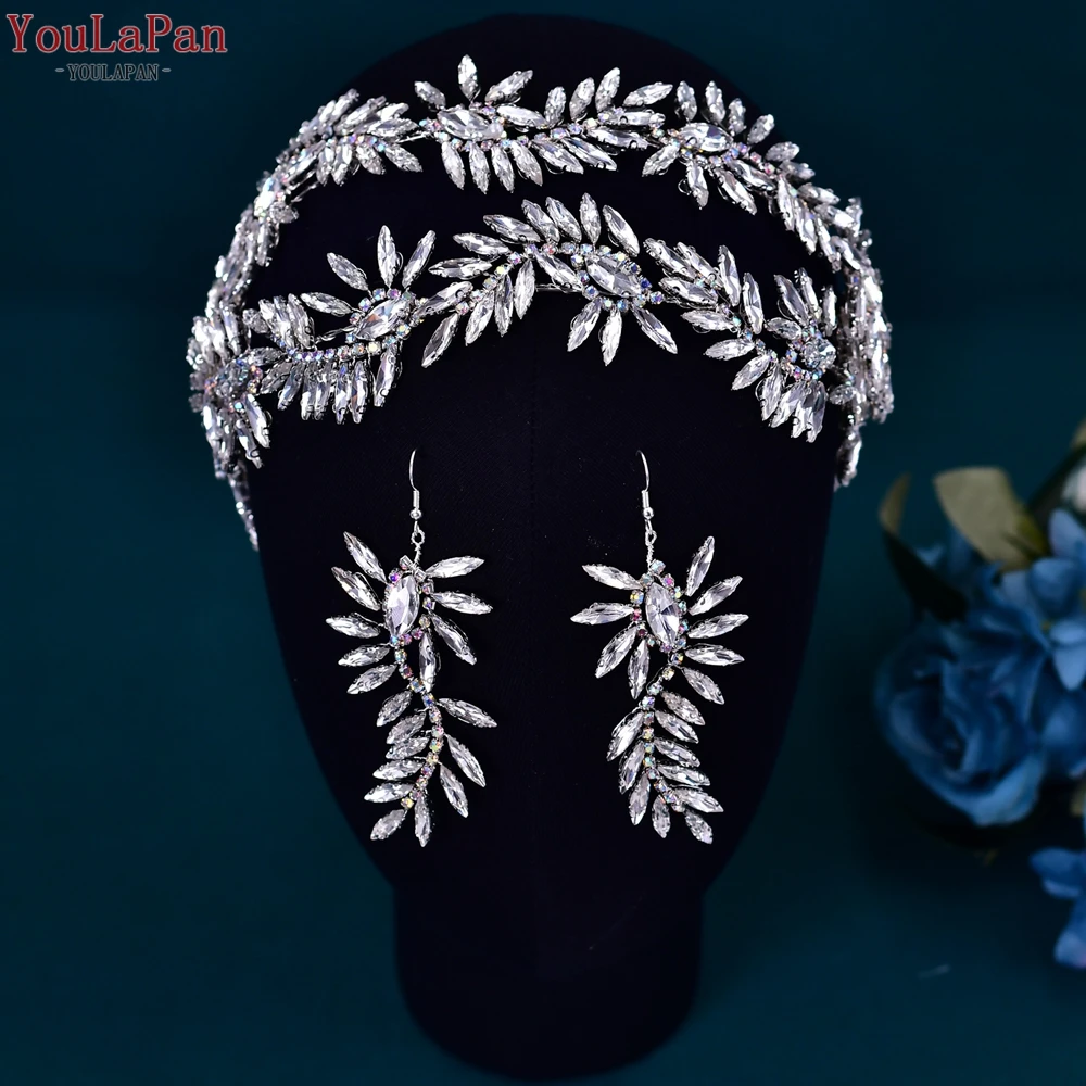 

YouLaPan Bridal Headband Rhinestone Tiara Bridal Headpiece Handmade Wedding Hair Accessories for Bride Woman Headdress HP407