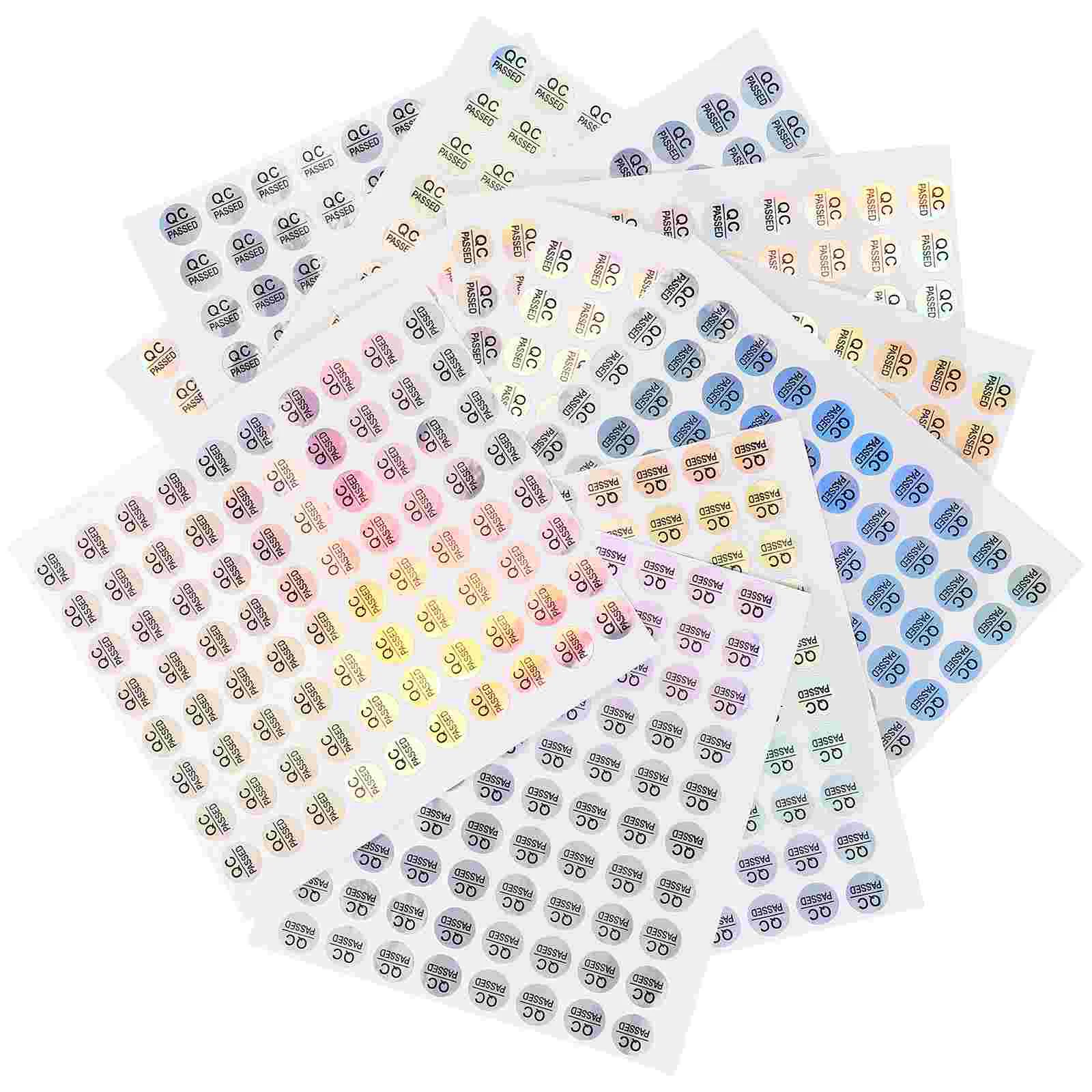 

800 Pcs Qc Pass Tag Status Tags Passed Decals Round Labels Applique Pvc Self-adhesive Colored Stickers Warehouse Tested