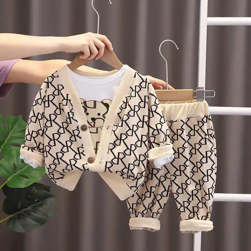 

Boys Clothes Sets 2023 Spring Autumn Children Fashion Coats T-shirts Pants 3pcs Tracksuits For Baby 1 To 6 Years Kids Sport Suit