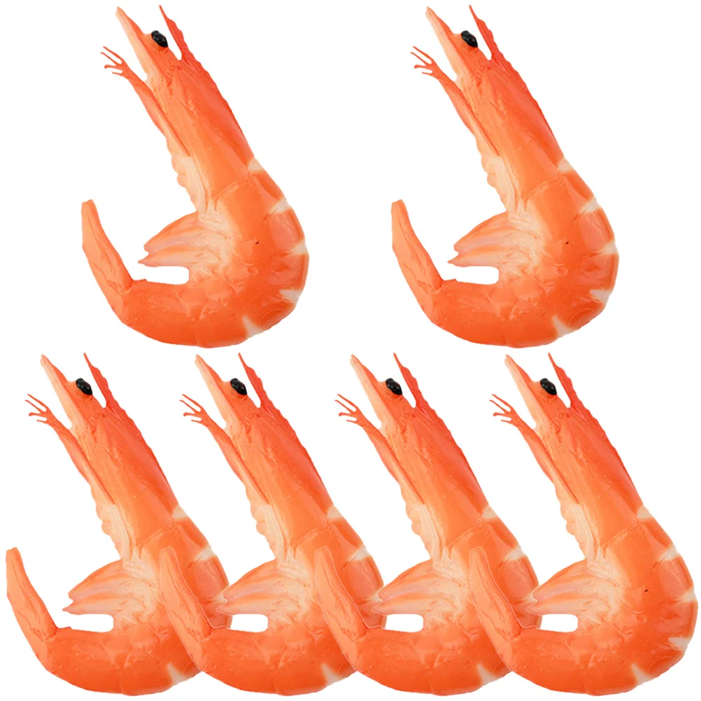 

6 Pcs Simulated Shrimp Decoration Realistic Food Model Artificial Toys Crab Fake Pvc Child Kids