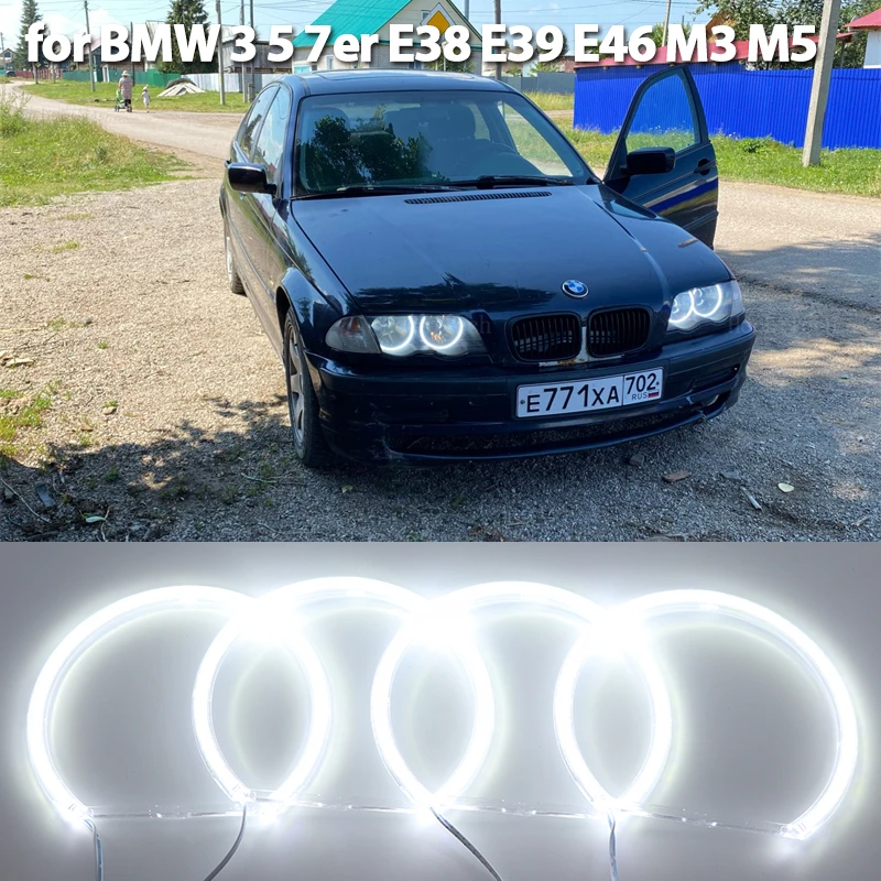 

White Halo Ring Angel Eyes SMD LED Tuning Headlight Light Ring for BMW 3 5 7 Series E46 E39 E36 E38 Halo Accessories 131mm 146mm