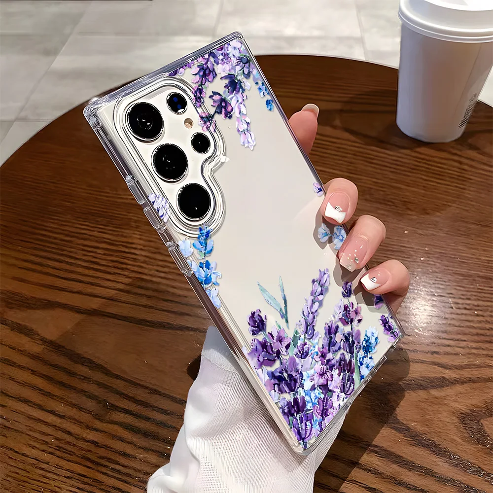 Фото Мягкий прозрачный чехол с фиолетовым цветком для Samsung A55 5G A56 A54 A53 A36 A35 A34 A33 A26 A16 A15 A06 A05 S24 S25 Ultra S23 S22Plus Cover №2