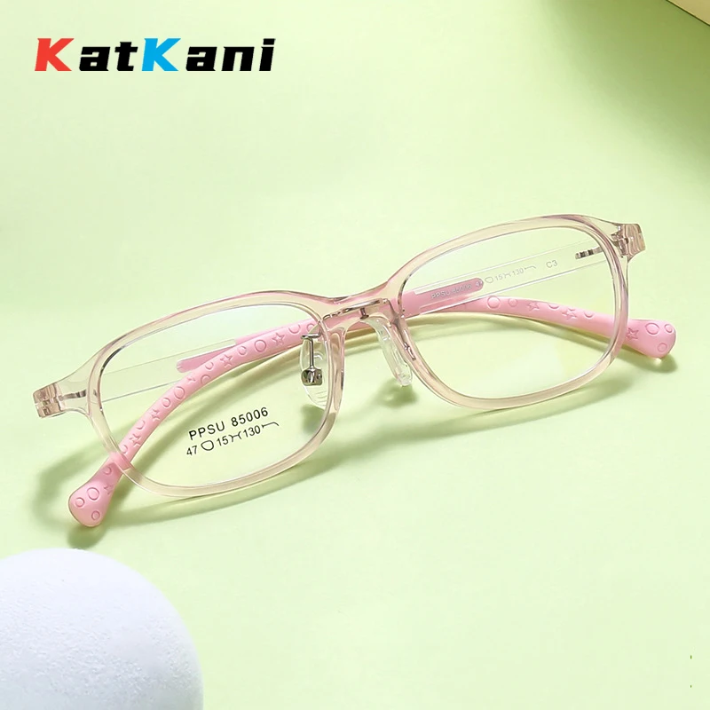 

KatKani Comfortable Safe Silicone Children TR90 Eyewear Square Retro Ultralight Optical Prescription Glasses Frame Boy and Girl