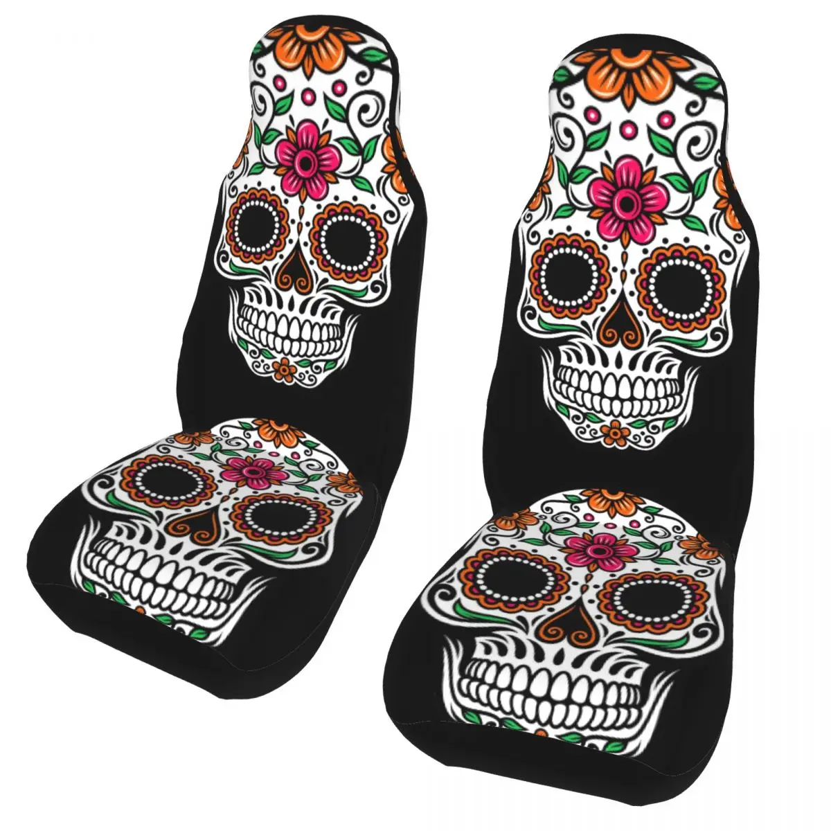 

Sugar Skull Universal Car Seat Cover Four Seasons Suitable For All Kinds Models Car Seat Protection Covers Fiber Car Styling