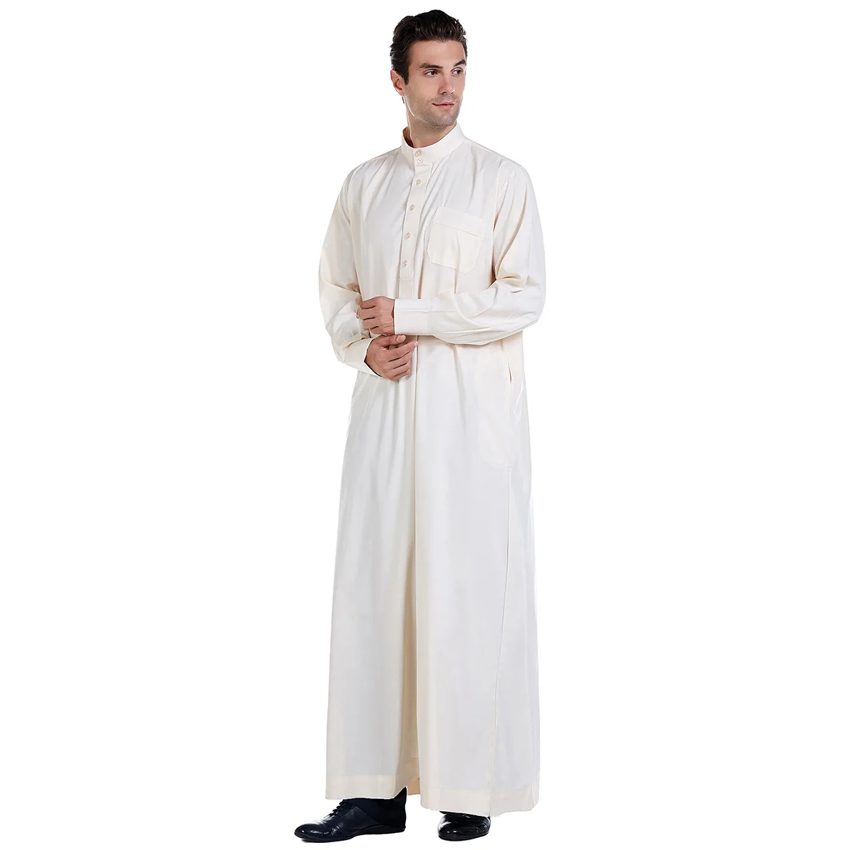 Abaya Muslim Dress Pakistan Islamic Clothing Mens Arab Robe Saudi Arabia Jubba Thobe Kleding Mannen Kaftan Oman Qamis Homme