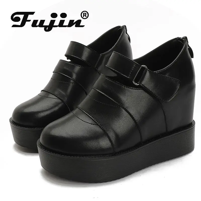 

Женские кроссовки на платформе Fujin, повседневные кроссовки из микрофибры на скрытом каблуке 11 см, весна-осень