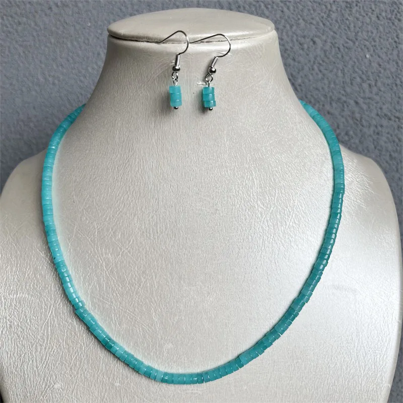 

Luxury Necklace Earrings Set Natural 2*4mm Beads Women Varnish Preciosas Stone