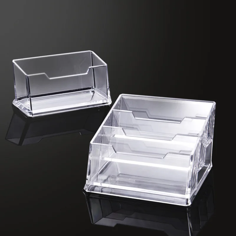

1Pc New Clear acrylic Plastic Desktop Business Card Holders Display Stands Transparent Card Case Box School Office Supplies