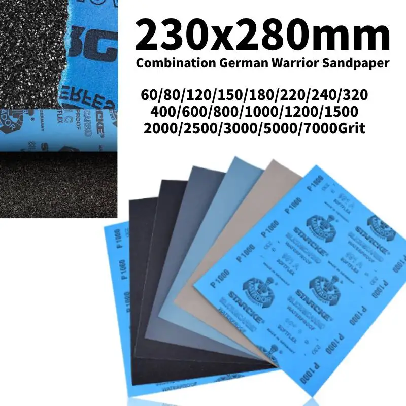 

Combination German Warrior Sandpaper230x280mm Wet and Dry A4 Paper 80-7000Grit Thickness 0.1mm for Woodworking Jade Polishing