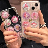 kawaii sanrios iphone case cute kittys my melody cartoon bubble sticker anti fall soft plastic phone case toys for girls gift