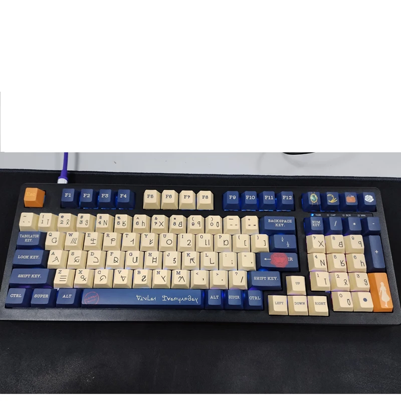 

Клавиши аниме фиолетовые Evergarden с 142 клавишами, вишневый профиль PBT, сублимационная механическая клавиатура, колпачок для MX Switch 1.75U Shift