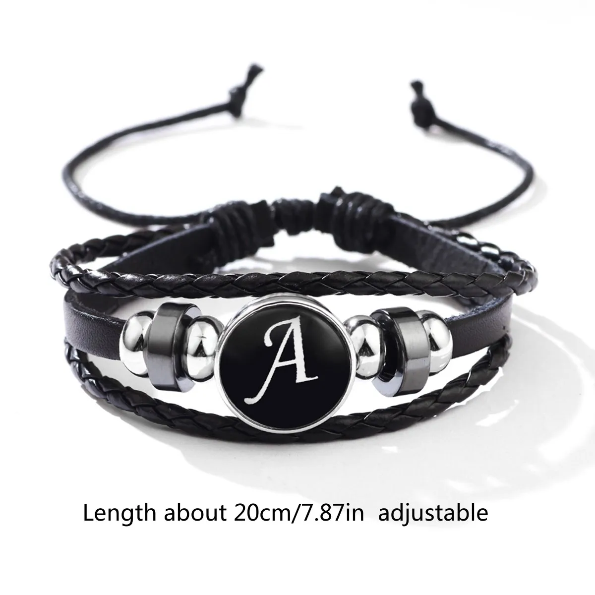 Новые кожаные браслеты с английскими буквами A-Z 26 начальный кабошон стекло