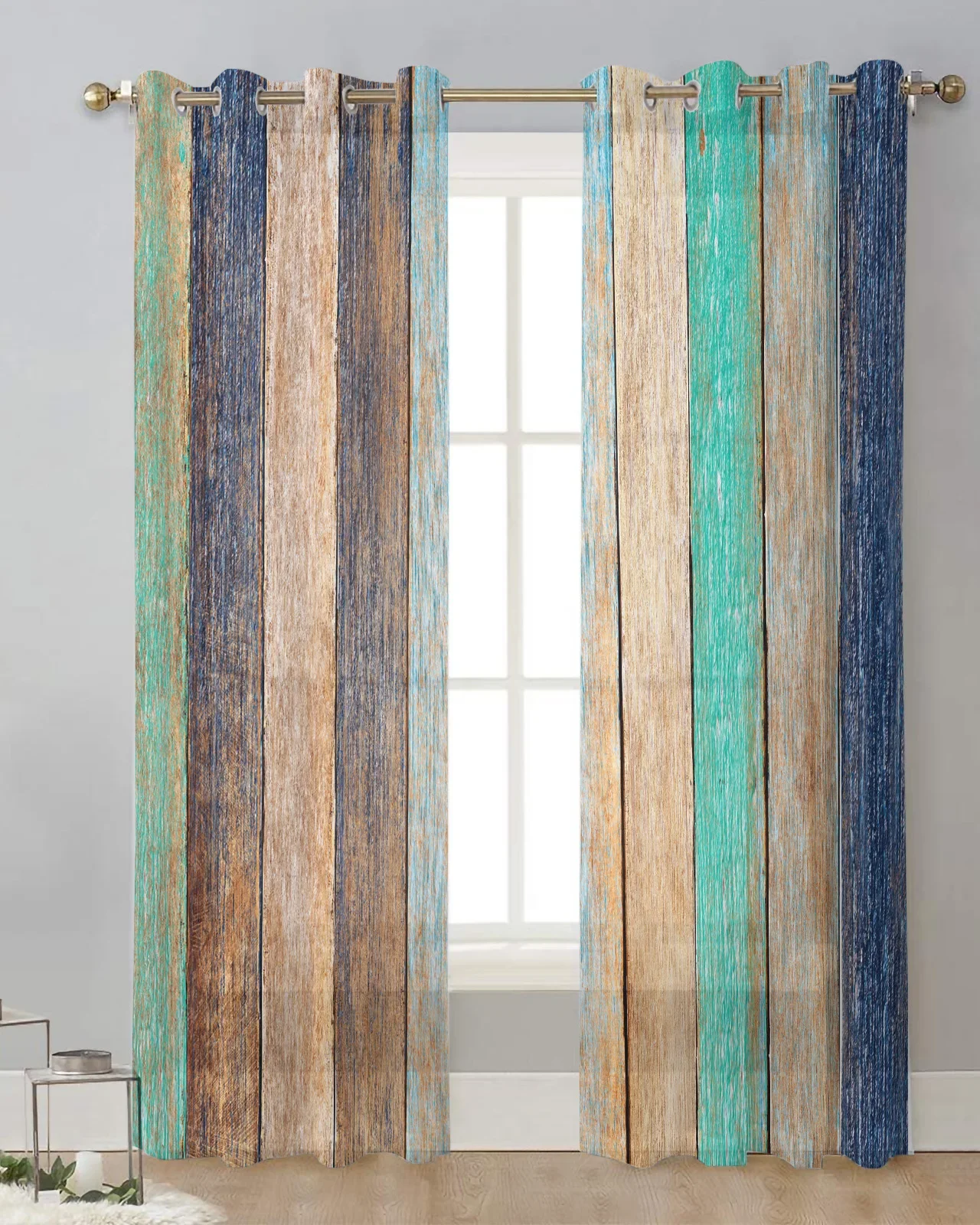 Винтажные тюлевые шторы с текстурой дерева для гостиной спальни кухни украшения