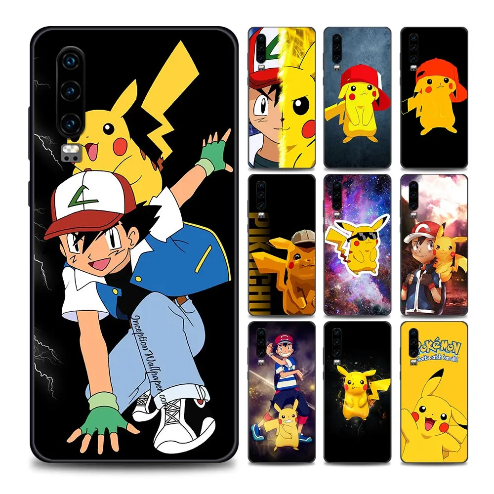 

Cartoon Ash And Pikachu Phone Case for Huawei P10 P20 P30 P40 Lite P50 Pro Plus P Smart Z Soft Silicone Case Cover Pikachu