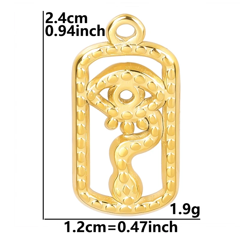 3pcs/Lot Evil Eyes Rectangle Charms Hollowed Out Pendant For Women, Stainless Steel Necklaces Accessories DIY Handcraft Jewelry