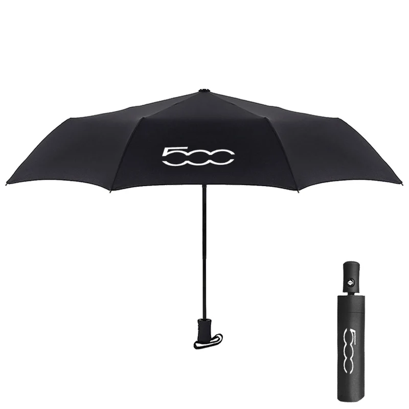 

Automatic 3 Fold Car Badge Umbrella Rain Women Men Luxury Business Brand Wind Resistant Parasol For Fiat 500 500X 500L Logo Gift