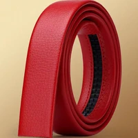 high quality red belt strip fashion mens automatic buckle belt strip without buckle texture casual real cowhide wear resistant
