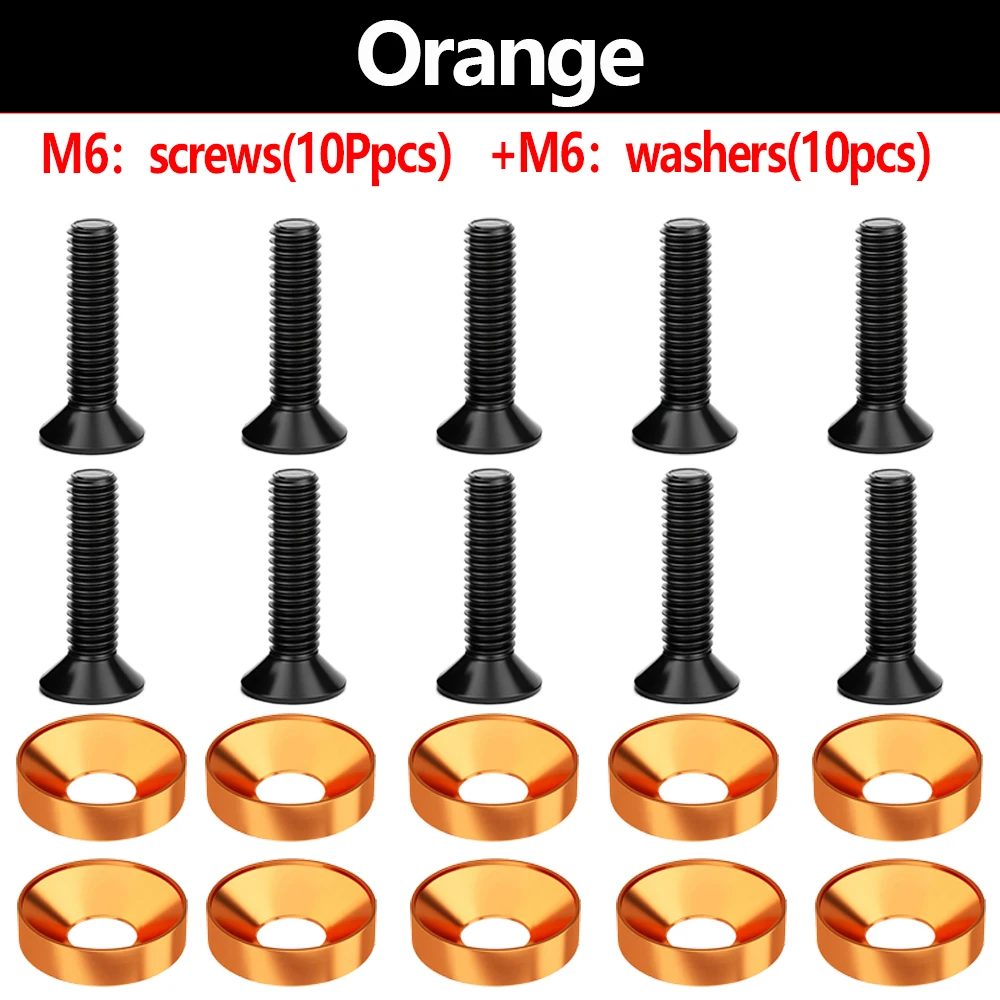 

M6 красочный алюминиевый сплав сферическая коническая прокладка шайбы крыла DIN7991 шестигранный болт вогнутый винт для модификации двигателя бампера