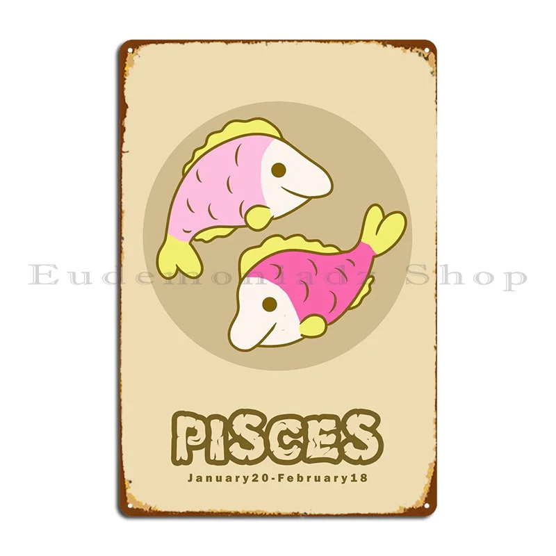 

Pisces Metal Plaque Poster Decoration Garage Wall Decor Designs Cinema Tin Sign Poster