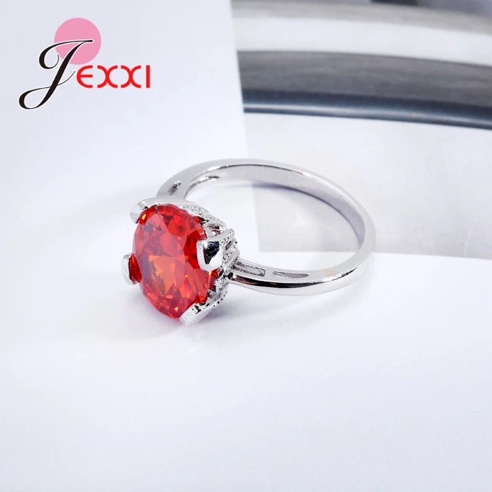 Фото Кольцо с красным камнем Bague Rose, 925 пробы, серебро, кристалл, модные юбилейные ювелирные изделия для женщин, anel обручальные кольца №4