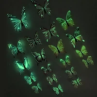 1224 luminous 3d butterfly wall sticker for kids bedroom home living room fridge wall decal glow in dark wallpaper decoration
