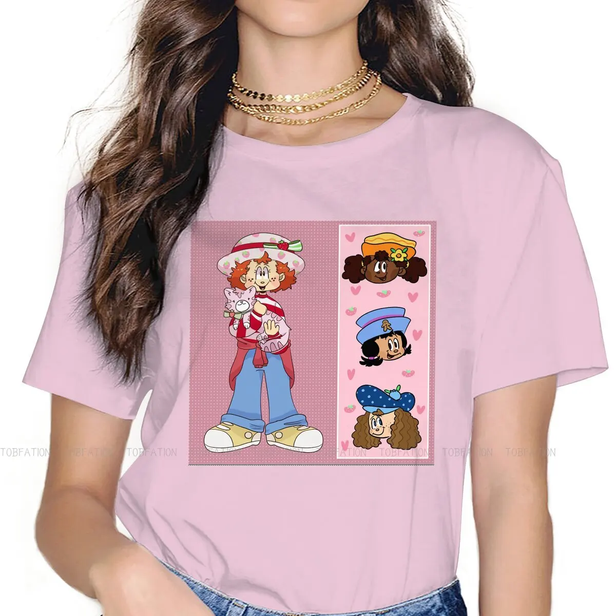

Friends TShirt For Girls Strawberry Shortcake Tees Style Female T Shirt 5XL Homme Printed Loose