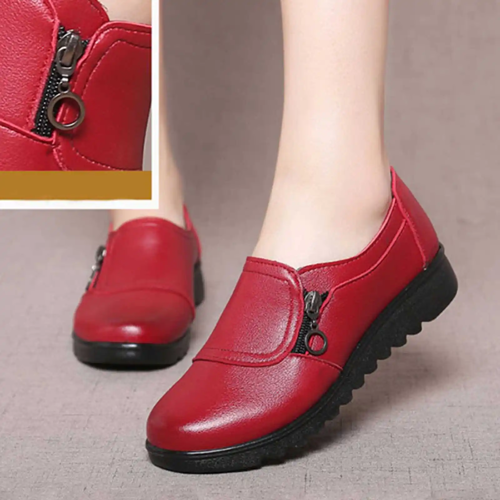 

2022 New Fashion Women Casual Leather Slip On Outdoor Flat Loafers PU Leather Comfortable Non-slip Summer Flat Sports shoes
