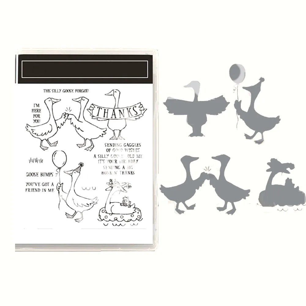

New Thanks Duck Clear Stamps And Metal Cutting Dies Scrapbook Diary Decoration Diy Greeting Card Friend Day Crafts Handmade