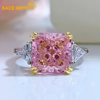 sace gems 925 sterling silver 10mm created moissanite citrine sapphire gemstone wedding engagement ring fine jewelry wholesale