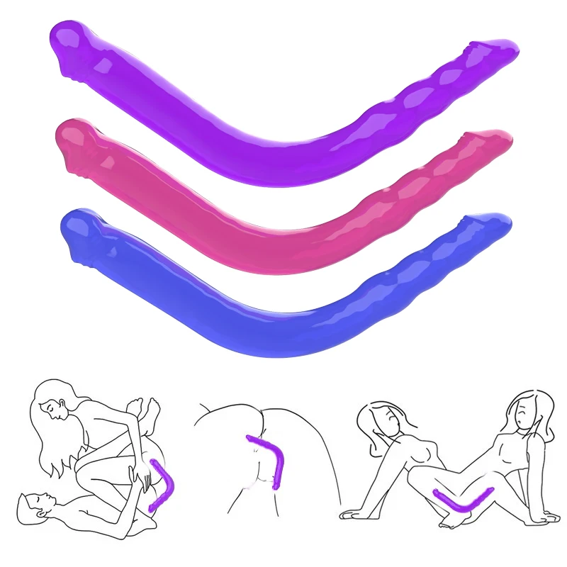 Мягкие двойные длинные фаллоимитаторы 29 см вагинальная Анальная пробка