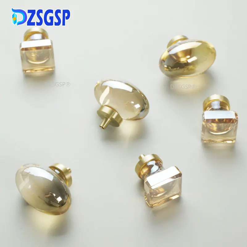 

DZSGSP Crystal Pigeon Transparent Handle Egg Champagne Wardrobe Door Handle Light Luxury Modern Brass Kitchen Cabinet Handles