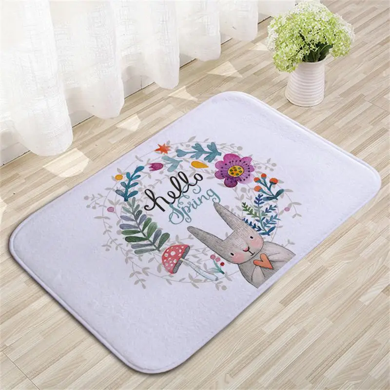 

Bedroom Bedside Easter Bunny Bathroom Mat Foot Mat Non-slip Bathroom Rug Household Toilet Anti-skid Mat Floor Mat Print Door Mat