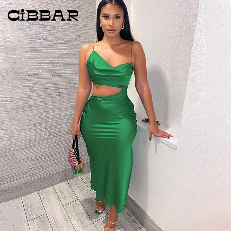 

CIBBAR Evening Partywear Midi Dresses Summer Hollow Out Elegant Camisole Dress For Lady 2022 Fashion Wedding Clothing Sleeveless