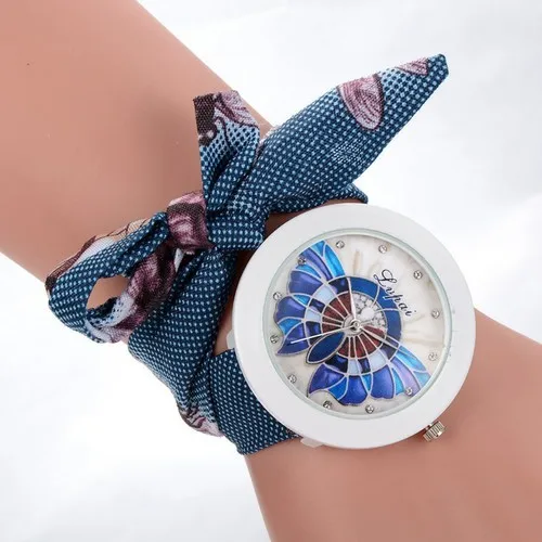 

2022 New Design Ladies Flower Cloth Wristwatch Fashion Women Dress Watch High Quality Fabric Clock Sweet Girls Bracelet Watch
