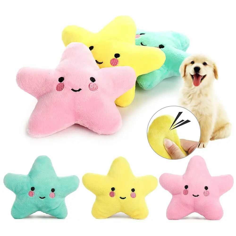 

Cute Cat & Dog Plush Chew Sounding Toy Bite Resistant Vocalization White Cloud Star Soft Funny Interactive Pet Supplies