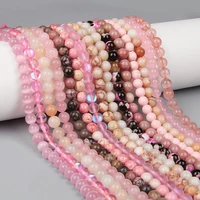 natural stone beads rose pink quartz crystal round loose beads agates jades jaspers gem bead bracelets accessories handmade diy