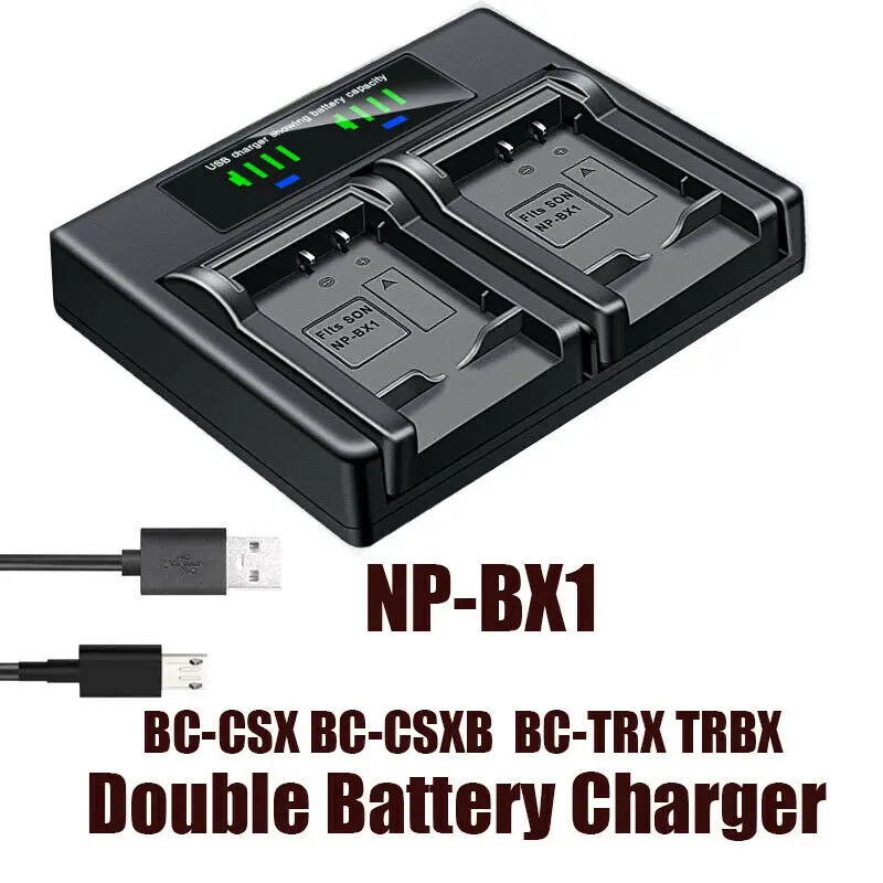 

Dual Battery Charger For Sony NP-BX1 HDR-MV1 PJ240 PJ240E PJ270 PJ270E PJ405