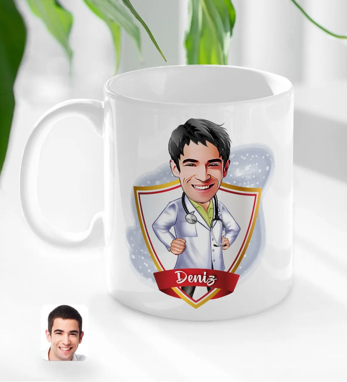 

Персонализированная Мужская докторская карикатура для белой кружки