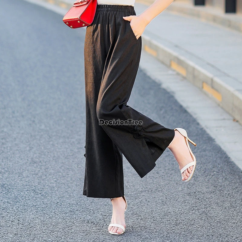 Новинка 2024 льняные Костюмные брюки в новом китайском этническом стиле